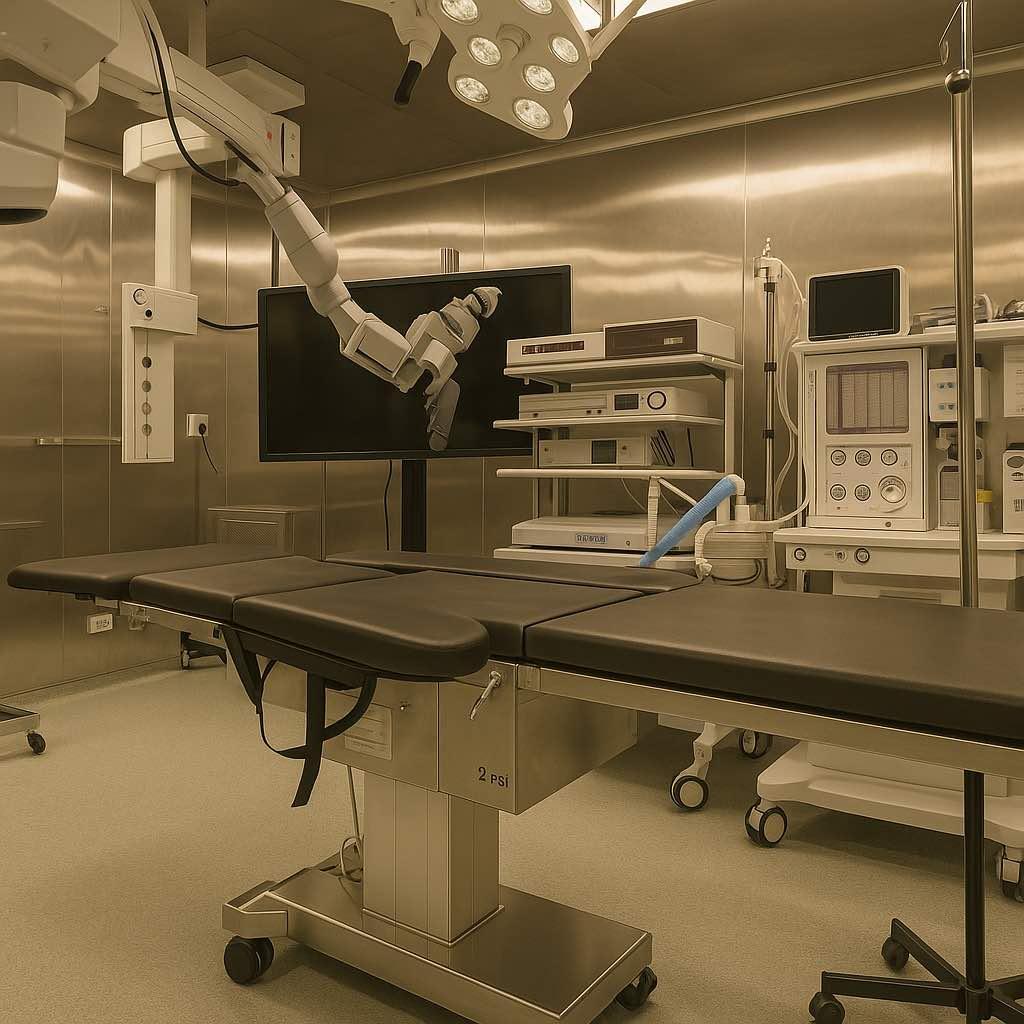 Operating theater with surgical equipment